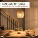 11.8" Boho Jute Plug in Pendant Light, Handwoven Natural Hanging Lamp Plug in with Dimmable Light Switch, Wicker Hanging Light Fixture for Bedroom Living Room Kitchen (No Bulb Included)