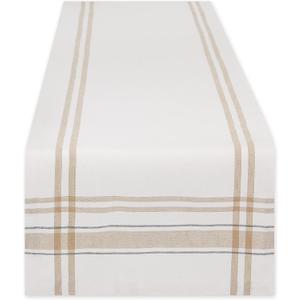 DII French Stripe Dining Table Collection Farmhouse Style Table Runner, 14x72 Inches, White Chambray