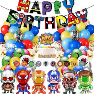 Birthday Decoration,Birthday Party Supplies,birthday Banner,Balloons,Toppers Cake Toppers,6 Pcs Large Foil Balloons for Kid's boy Girls