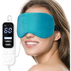 Ezona Heated Eye Mask, Warm Eye Compress Mask, USB Electric Eye Heating Pad with Temperature & Timer Control, Dry Eye Mask for Dry Eyes Blepharitis Sinus Migraine Stye MGD Puffiness Blue