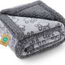 Luciphia Waterproof Pet Blankets for Couch Sofa Bed Cover Liquid Pee Proof Washable Soft Fluffy Large Dog Blanket Reversible Furniture Protection Paw Grey Medium57" x 40"