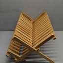 Dish Drying Rack Bamboo Dish Rack Plate Rack Collapsible Dish Drainer, Foldable Dish Drying Rack Wooden Plate Rack Made of 100% Natural Bamboo (Natural Bamboo- Natural Bamboo- Foldable)