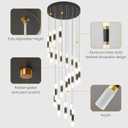 24-Light Modern Kitchen Island Dimmable LED Modern Black Gold Ceiling Pendant Light Living Room Bedroom Foyer LED 144W Stairs Large Chandelier, 24-Light 1-Pack