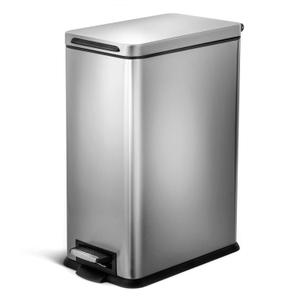 Home Zone Living 8 Gallon Slim Kitchen Trash Can, Stainless Steel, Step Pedal, 30 Liter (Single, Silver)