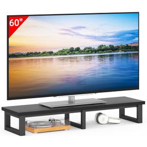 YAOHUOO 45" Large TV Riser for 32-60 inch TV, TV Riser Stand Shelf with Steel Legs, Tabletop TV Stand Riser for Home Office,Black