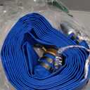 DAVCO 2" ID x 25 ft Pool Backwash Hose, Heavy Duty Reinforced Blue PVC Lay Flat Water Discharge Pump Hoses For Swimming Drain Pools and Clean Filters, with Brass NPT Pin Lug and KC Nipple Fittings