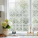 DKTIE Bohemian Decor Stained Glass Window Film with Installation Tools, Two-Way Window Privacy Film, Reduce Glare, Pure White, 35.4 x 118.1 Inch