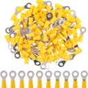Hilitchi 100Pcs 12-10AWG Insulated Terminals Ring Electrical Wire Crimp Connectors (Yellow - M6) (Yellow - M6)