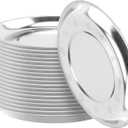 20 Pack 10 Inch Stainless Steel Dinner Plates, Round Metal Dish Plates, Practical Serving Plates for Fruit, Meals, Desserts, Barbeques, Silvery