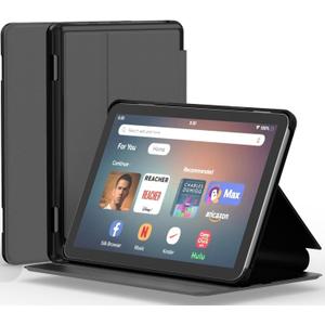 All-New 8 & 8 Plus Tablet Case (12th/10th Generation, 2024/2022/2020), SHREBORN Multi-Gear Adjustable Stand Cover with Soft TPU Back and Auto Wake/Sleep Also for 8in Sony Nokia-Grey