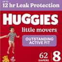 3 x Huggies Little Movers Diapers Size 8, 62 Count