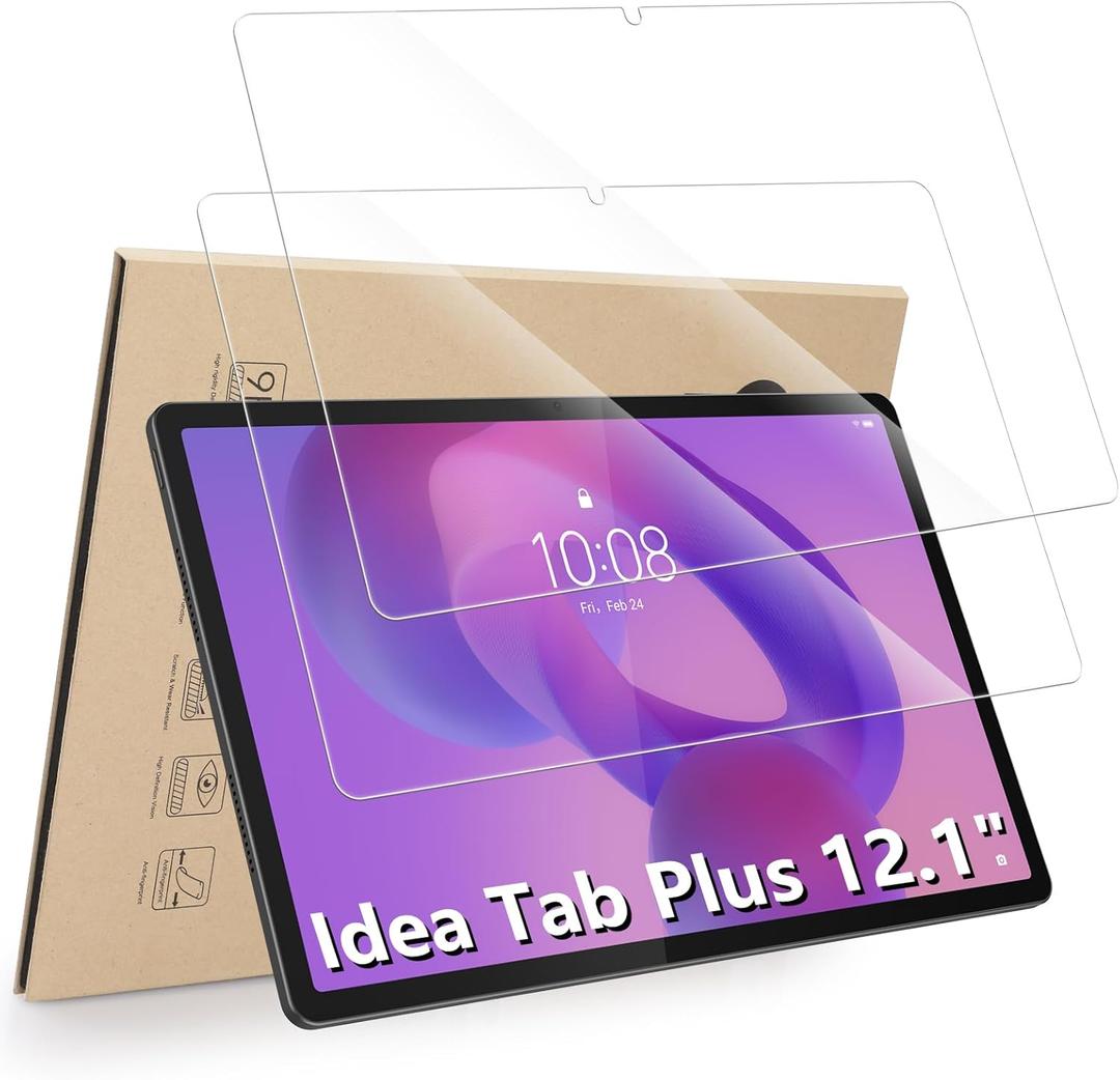 2-Pack Screen Protectors Compatible with Lenovo Idea Tab Plus/ Tab Plus Gen2 / Tab K12 (2025) 12.1", Tempered Glass [HD Clarity] [9 Hardness] [Easy Installation] Replacement for TB361FU / TB361ZU