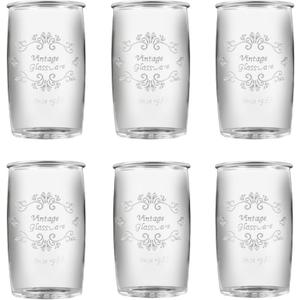 Vintage Drinking Glasses set of 6 Artisan Crafted 20 Oz Premium Clear Glassware for Drinks, beer, Cocktails, and Beverages