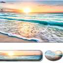 Keyboard Wrist Rest + Mouse Pad with Wrist Support + Desk Mat + Coaster 4 in 1 Set, XXL Large Gaming Mousepad Cute Ergonomic Mouse Pads for Desk Computer Laptop Office Decor-Beach