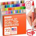 ARTISTRO Vibrant Acrylic Paint Markers for Rock, Fabric, Glass, Wood, Paper, Ceramic, Canvas & More - 72 Dual-Tip Paint Pens (Dot & Fine) - Quick Dry, Teacher Classrooms Must Have, Drawing Markers