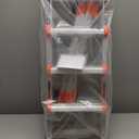 Ladder, A Frame 4 Step Ladder Extension, 14 FT Anti-Slip Multi Position & Storage Folding Ladder, 330 lbs Security Load Telescoping Aluminum Ladders for Stairs Home Indoor Outdoor Roof (Silver)