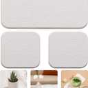3PCS Water Absorbing Diatomaceous Earth Tray for Sink, Fast Drying Soap & Toothbrush Holders for Bathroom Counter, 1 Stone Tray, 2 Stone Coasters (White-no Pattern)