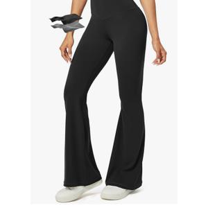 Heathyoga Flare Leggings for Women Tummy Control Yoga Pnats Women Flared Leggings with Pocket Bell Bottom Legging, S