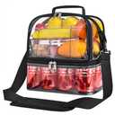 Busiuw Clear Lunch Bag for Work Double-Deck Clear Lunch Bag Women and Men Clear Work Lunch Bag with Adjustable Shoulder Strap - for Picnic, Beach, School (Perfect Size for 2-3 People)