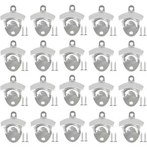 20 Pack Bottle Opener Wall Mounted, Vintage Beer Bottle Opener with Screws for Bars KTV Hotels Homes, (Silver)