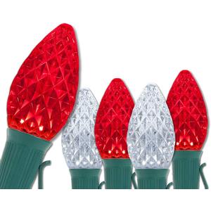 Wintergreen Lighting C7 OptiCore Commercial Red and Cool White Christmas Lights - LED Christmas String Lights, Outdoor Christmas Holiday Lights; Green Wire (50 Lights, 50 ft)