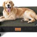 Extra Large Dog Bed, Orthopedic Dog Bed with Cooling Gel Memory Foam, Waterproof XL Pet Bed with Removable Washable Cover, 42" Pet Sofa Couch Dutch Velvet with Bone Toy, Black