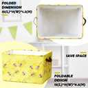 Maxcheck 3 Pcs Large Bee Basket with Handles Bee Pattern Rectangular Cube Storage Basket Fabric Foldable Storage Box Organizer Bins for Toys Books Laundry Bedroom, 15 x 11 x 9.5 Inch