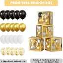 4 Pcs Prom Boxes with Letters 11.8 x 11.8 x 11.8 Inch Gold Transparent Clear Balloon Boxes with 20 Balloons for Prom Decorations 2026