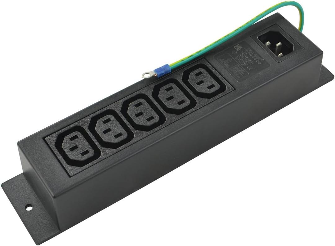 Conntek 55713 10-Amp 250V IEC Power Strip C14 Inlet to (5) 320 Sheet F Outlets with Grounding Wire Out