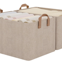 StorageWorks Storage Bins, Fabric Storage Bins for Shelves, Extra Large Storage Baskets with Metal Frame, Closet Baskets and Bins with Handles, Jumbo, Brown and Beige, 2-Pack