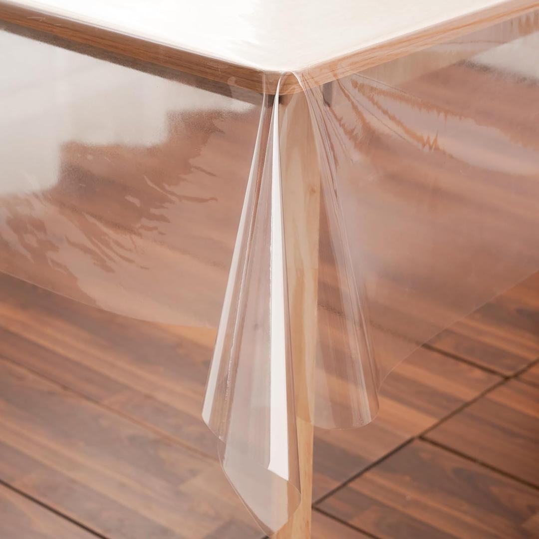 Clear Plastic Tablecloth Protector Rectangle Square 70x70 inch Waterproof Oilproof Stain Resistant Wipeable Table Cover for Dining Tables