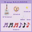 Inflatable Silver Kpop Guitar Balloons 22 Inch Disco Ball Balloons K Pop Korean Idol Music Note Balloon 90s Rock and Roll Movie Demon Theme Party Decor for Singer Concert Birthday Party Decorations