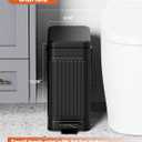 Small Trash Can with Lid Soft Close-10L/2.6 Gal Stainless Steel Outdoor Dog Poop Garbage Can-Metal Waste Bins with Pedal for Bathroom Bedroom Office-Black