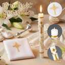 MTLEE Pack of 2 Baptism Candle Set for Boys and Girls, Baby Baptism Cloth with Gold Cross and Sacramental Catholic Candle Velas para Bautizo Christening Set