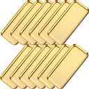 Vesici 12 Pcs Gold Stainless Steel Decorative Tray Bulk 8.66 X3.82 Inches Rectangle Serving Vanity Tray Small Jewelry Makeup Decorative Storage Platter for Bathroom Napkin Dish Plate Tea Fruit