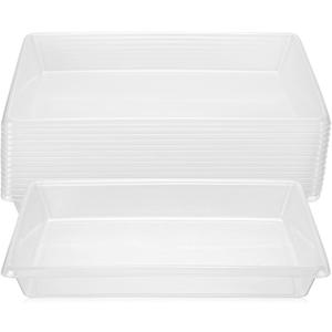 Maitys 15 Pcs Activity Plastic Art Trays 14.57 x 10.63 x 1.77 Inch Large Crafts Organizer Serving Storage Tray for Kids School Classroom DIY Project Painting Home Organizing Supply (Clear)