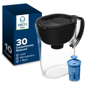 Brita Everyday Elite Water Filter Pitcher, Removes 99% of Lead, Includes 1 Filter, 10-Cup Capacity, Black