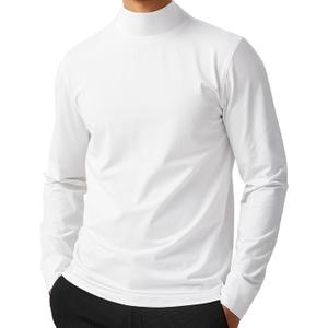 Mens Mock Neck T Shirts Pullover High Neck Turtleneck Premium Long Sleeve Sweaters for Men (Medium)