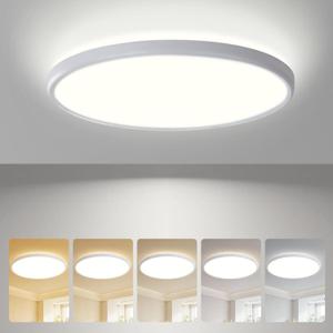 ocioc 18inch Flush Mount Ceiling Light, 36W 3600LM 5CCT Selectable, Dimmable LED Ceiling Light Fixture for Kitchen Bedroom Living Room, Modern Low Profile Style (White)
