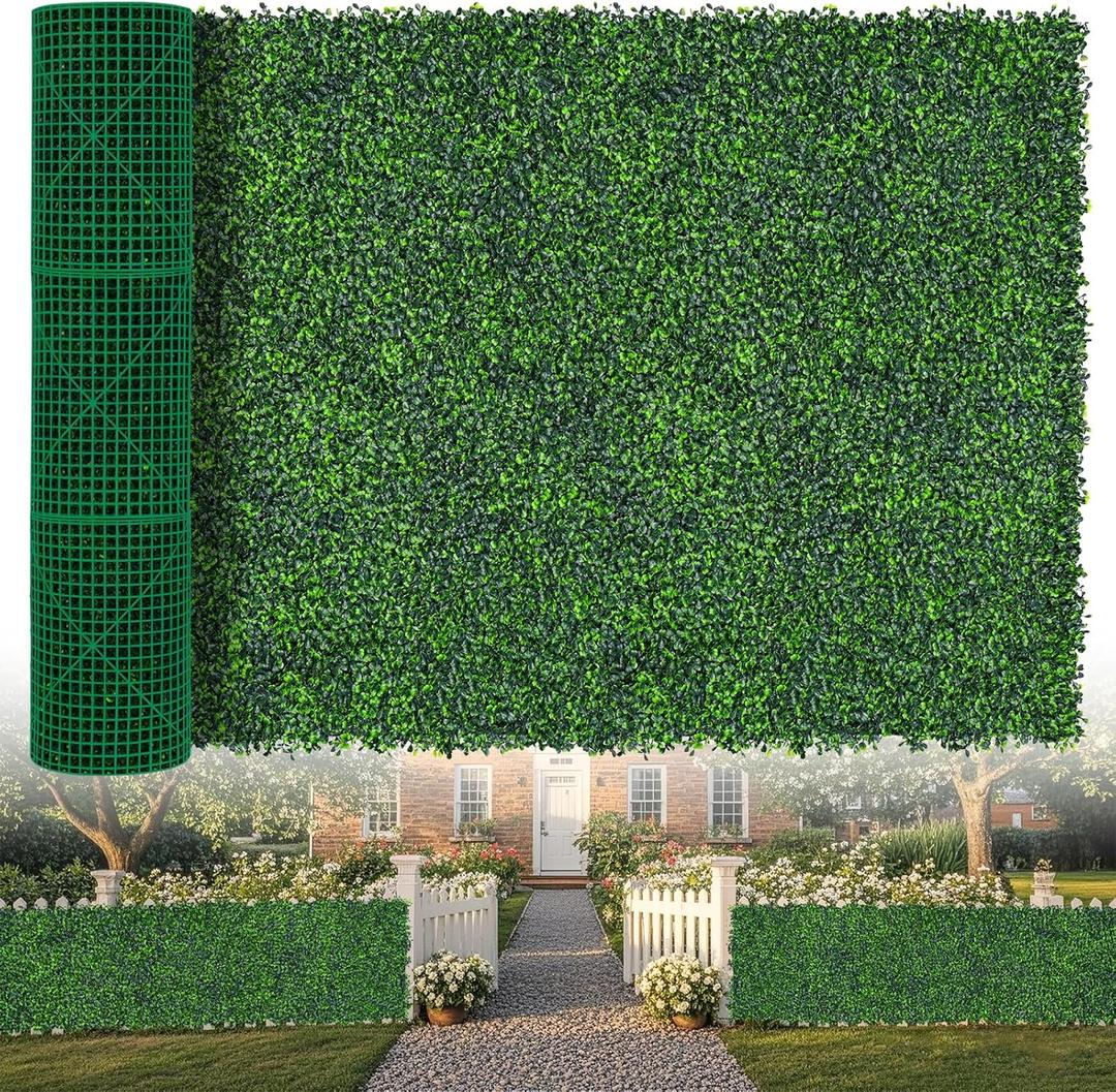 Artificial Boxwood Roll,60x120 in(50 sqft) UV-Anti Faux Ivy Grass Wall Backdrop for Balcony Privacy, Fake Grennery Wall Decor for Garden, Patio, Backyard 