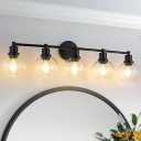 CMHSYTKE Bathroom Vanity Light 5 Light, Black Bathroom Light Fixtures with Clear Globe Glass Shade, Matted Black Wall Sconce Over Mirror for Bathroom, Kitchen, Living Room