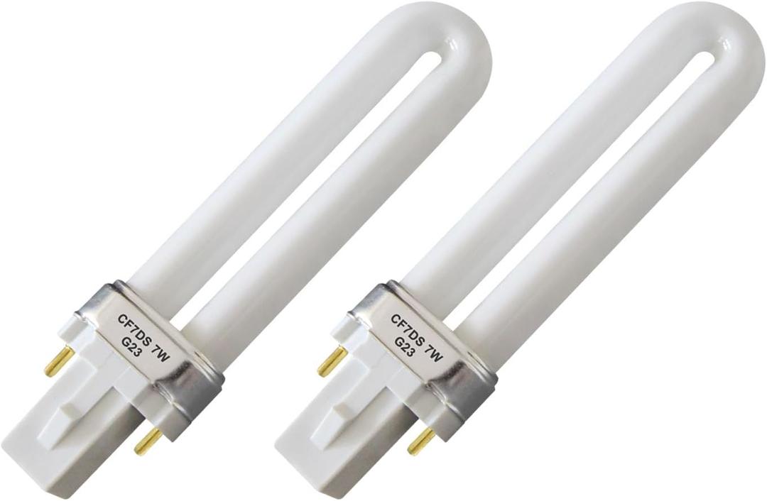 CF7DS-7W 2 Pin 7W Fluorescent Single Tube,Replacement Bulb for Sylvania CF7DS,Sunlite PL7/SP41K,SATCO CFS7W,CFL Plugin Light Bulb,G23 Base - 6500K-2Pack