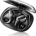 Open Ear Earbuds Bluetooth Headphones Wireless - 80Hrs Playtime Wireless Earbuds with IPX7 Waterproof Touch Control Earphones Sport with 18.2mm Drivers Stereo Sound Bluetooth 6.0 for Running Fitness (Light Black)