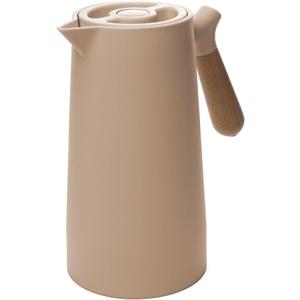 WOLFF - Thermal Coffee Carafe  34oz/1L Insulated Food-Safe Plastic Exterior and Glass Liner, Wood-Style Handle  Keeps Drinks Hot or Cold for Hours, Coffee and Tea Dispenser - Nude Pink, 34floz/1L