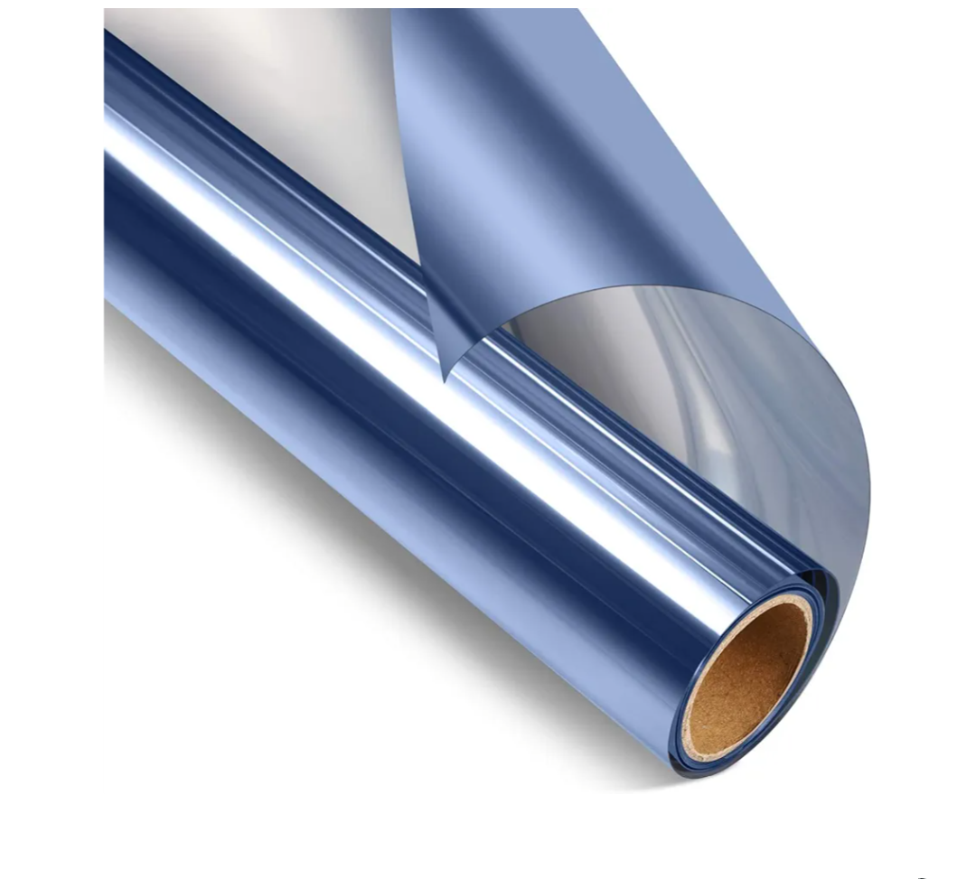 STATINT House Window Tint Film Privacy Film Heat Reducing Anti UV Privacy Cling Reflective Window Cling Removable for Commercial, Blue-Silver, 35.4 Inch X 16.4 Feet