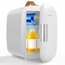 DUMOS Mini Fridge for Bedroom, 4L Compact Personal Fridge Cooler For Skincare, Drinks, And Snacks, Fits 6 Cans, Mini Refrigerator with 110V Ac/12V Dc, Ideal For Car, Dorm, White