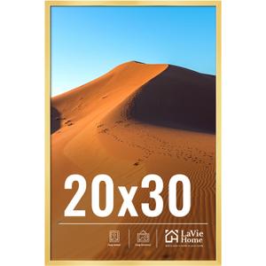 LaVie Home 20x30 Picture Frame for Wall Display, 20x30 Gold Picture Frame with HD Plexiglas, 20 x 30 Poster Frame 1 Pack, Display Frame for Vertical or Horizontal, Classic Collection