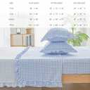 Gingham Queen Sheet Set, Lightweight Super Soft Brushed Microfiber Plaid Bed Sheets with 16" Deep Pocket, 4 Piece Ruffle Farmhouse Bedroom Decor, Blue