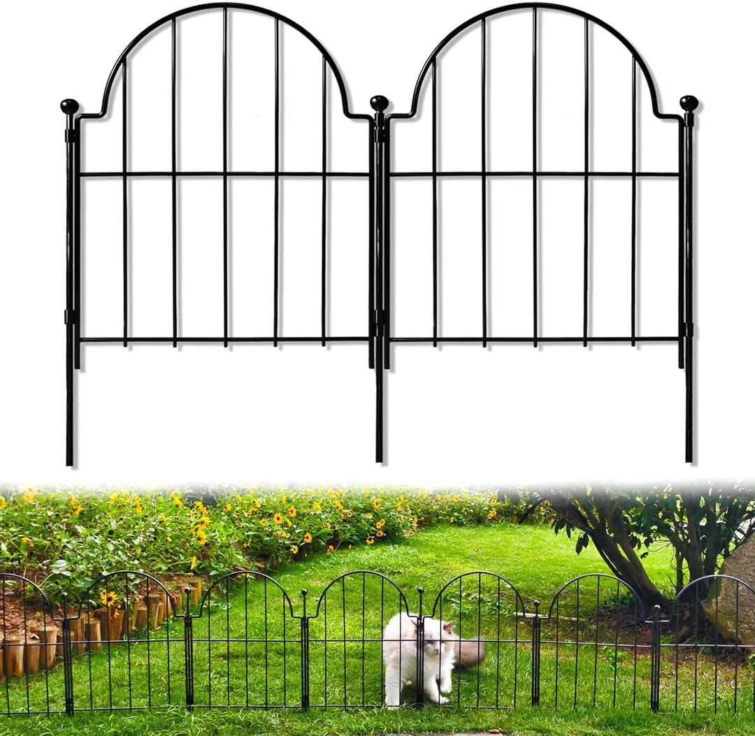 Garden Fence, 22 in(H) x 10.83 ft(L) Arched Rustproof Metal No Dig Fence Garden Fence Border, Ground Stake Animal Barrier Fence for Rabbit Dog, Outdoor Decor for Yard & Patio 10 Panels