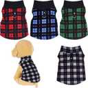 Rbenxia 4 Buffalo Plaid Dog Sweaters with Leash Ring Soft Fleece Vest Pullover Warm Jacket Pet Clothes Winter Outfits for Small Puppy Cat Pets (Small)